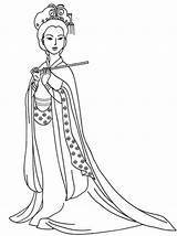Ancient China Drawing Coloring Lady Pages Chinese Drawings Cartoon Color Kids Netart Fashion Sketches Printable Print Popular sketch template