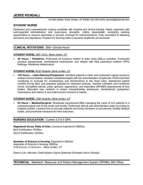 student nurse resume  sample nursing school pinterest