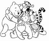 Pooh Winnie Coloring Pages Bear Fall Friends Hug Color Rabbit Hugging Disney Printable Baby Cute Kids Pdf Print Colouring Sheets sketch template