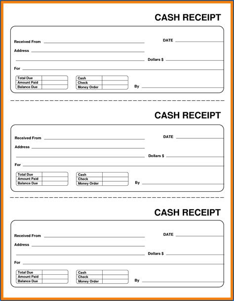 cash payment receipts  ms word  cash receipt template