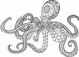 Kraken Zentangle Oceanic Antistress sketch template