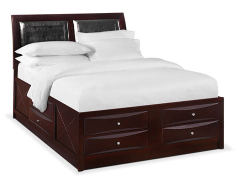 braden queen upholstered storage bed merlot  city furniture