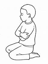 Kneeling Praying Clipart Child Prayer Coloring Boy Lds Pages People Drawing Kneel Printable Young Cliparts Children Primary Color Little Jesus sketch template