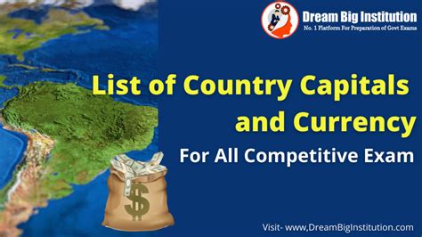list   country capitals  currency   dream big institution