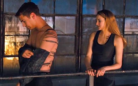 divergent new clip shows four and tris kissing