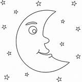Lune Etoile Entourée étoiles sketch template
