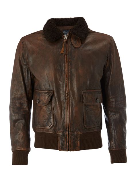 polo ralph lauren vintage leather jacket  brown  men lyst