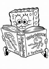 Spongebob Coloring Pages Book Reading Printable Squarepants Color Print Kids Tags Gif Coloringkids sketch template