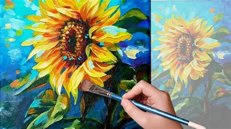 step  step guide painting  beautiful sunflower  acrylics