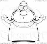 Muslim Clueless Careless Shrugging Chubby Woman Clipart Cartoon Thoman Cory Outlined Coloring Vector 2021 sketch template