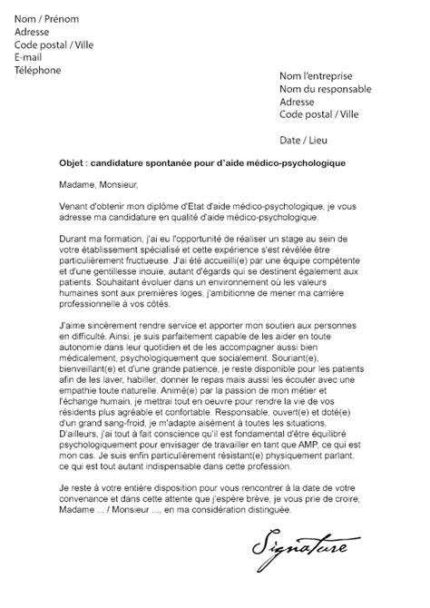 lettre de motivation amp aide medico psychologique modele de lettre