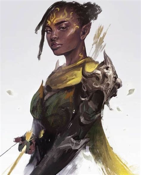 Dark Skinned African Elf Character Art Female Art
