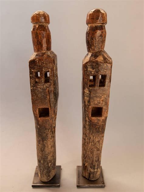 pair  carved wooden chair legs tharu  nepal early