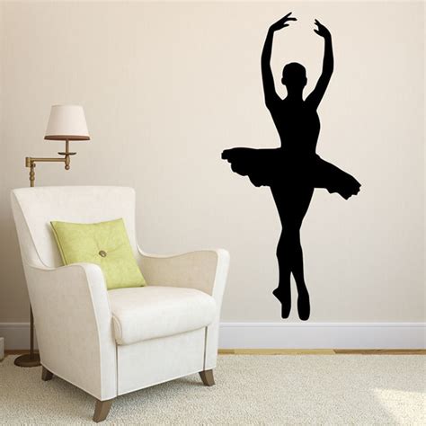 ballet dancer silhouette removable vinyl wall art decor for girls room