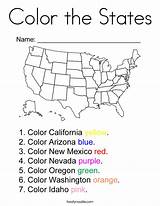 States Coloring Color Usa Kids Worksheets Capitals Noodle Grade Studies Social California Twistynoodle Twisty 2nd Geography Print Built sketch template