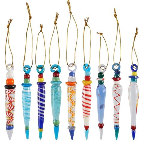 joyin toy set of 12 colorful glass icicle ornaments for christmas tree