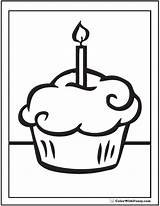 Cupcake Coloring Pages Candle Kids Printable Printables Pdf Colorwithfuzzy Popular sketch template