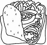 Taco Eten Lebensmittel Coloriage Coloriages Tortillas Speisen Tortilla Verschiedene Nourriture Chatarra Tacos Alimenti Imagui Broodje Rapida Kebab Coloringhome Kebabs Pintar sketch template