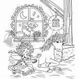 Einhorn Lillifee Prinzessin Merlina Rosalie Ausmalbild Malvorlage Stall Kinderbilder Schloss Sitzt Regenbogen Dem sketch template