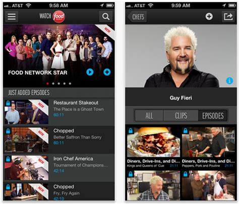 food network cooks  access   favorite food shows apps
