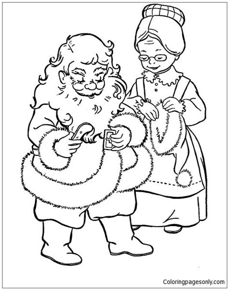 mrssanta claus helps mrclaus  prepare coloring pages santa claus