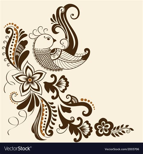 abstract floral elements  indian mehndi style vector image