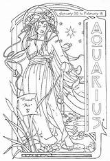 Coloring Pages Aquarius Adult Book Zodiac Printable Choose Board Signs sketch template