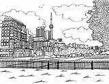 Toronto Cn Tower Canada Ontario Coloring City sketch template
