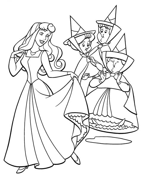 coloring page princess aurora  fairies