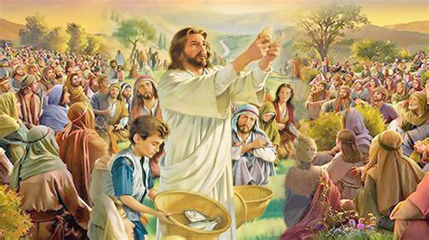jesus feeds  crowd   thousand  bible  power  rebirth