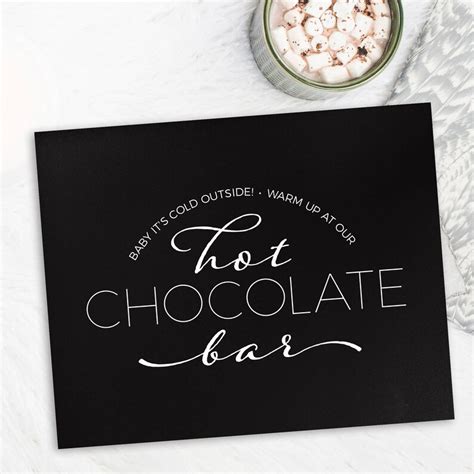 hot chocolate bar sign printable file instant  hot etsy
