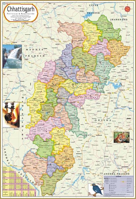 chhattisgarh map political paper print maps posters  india buy art film design
