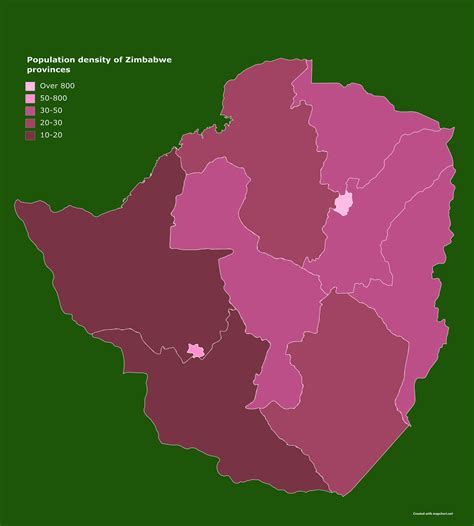 Population Density Of Zimbabwe Provinces Density Map Province