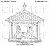 Nativity Coloring Cartoon Scene Christmas Atstockillustration sketch template