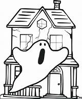Haunted House Coloring Kids Halloween Drawing Simple Pages Printable Houses Cartoon Easy Print Sheets Ghost Getdrawings Drawings Printables Colour Paintingvalley sketch template