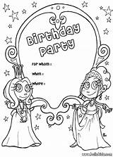 Birthday Party Coloring Princess Invitation Pages Color Print Hellokids Invitations sketch template