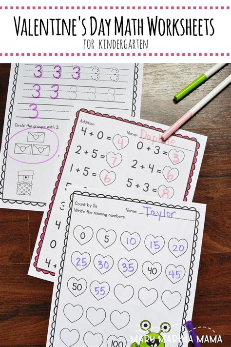 valentines day math worksheets  kindergarten mary martha mama