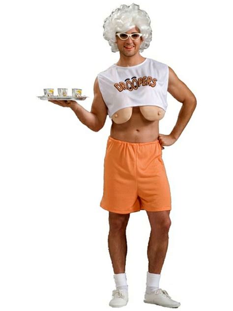 adult droopers hooters costume waitress mens fancy dress stag party