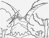 Pteranodon Dino Dinosaurs Reptile Volcano sketch template