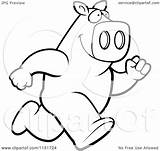 Pig Running Clipart Cartoon Outlined Coloring Vector Cory Thoman Royalty sketch template
