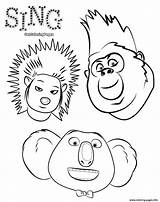 Sing Coloring Movie Pages Animals Printable Color sketch template