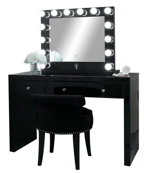 onyx black glass makeup vanity table 3 spacious drawers in 2019 glass makeup vanity black
