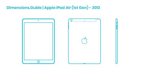 apple ipad air st gen  dimensions drawings dimensionsguide