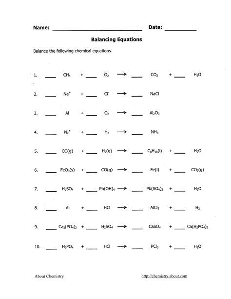 balancing equations practice worksheet answers waltery learning solution  student