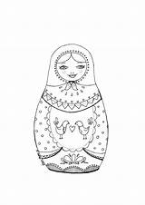 Coloring Matryoshka Folk Printable Pages Russian Choose Board Birds Doll sketch template