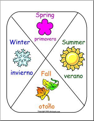 chart seasons english  spanish abcteach