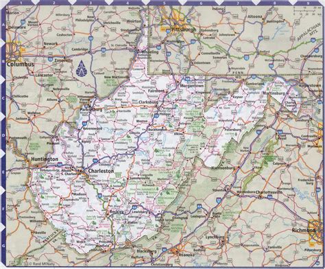 map  west virginia state  highwayroadcitiescounties west