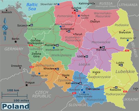 large regions map of poland poland europe mapsland maps of the