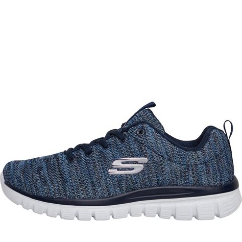 buy skechers womens graceful twisted trainers navy blue