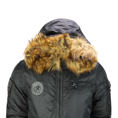 mens warm winter jacket smart fashion parka detachable fur lined trim hood coat ebay